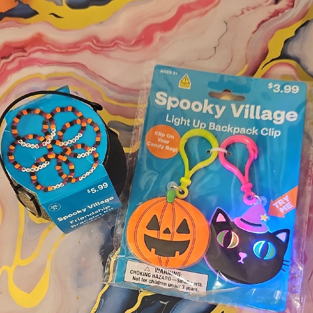 Spooky Village Light Up Backpack Clips and Friendship Bracelets